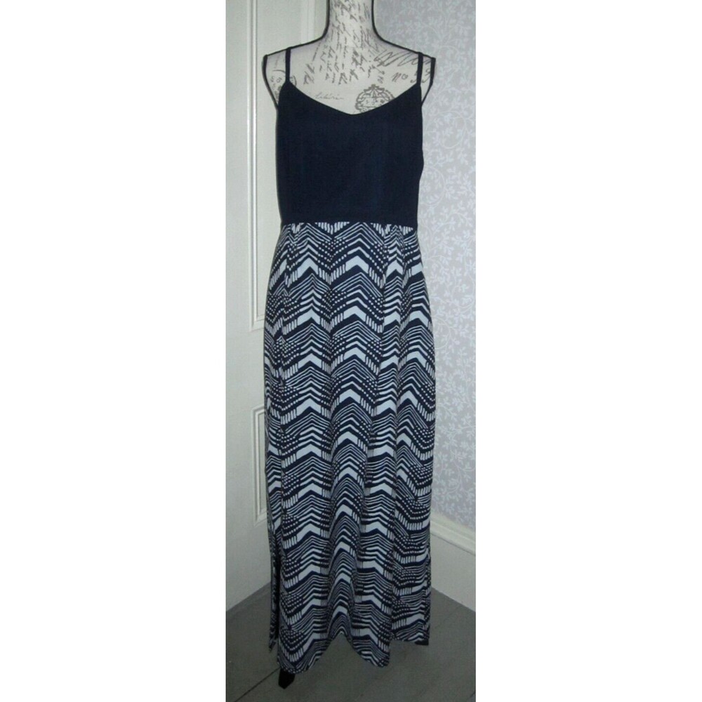 NWT J. Crew navy blue & white sleeveless maxi dress, ladies' size 14